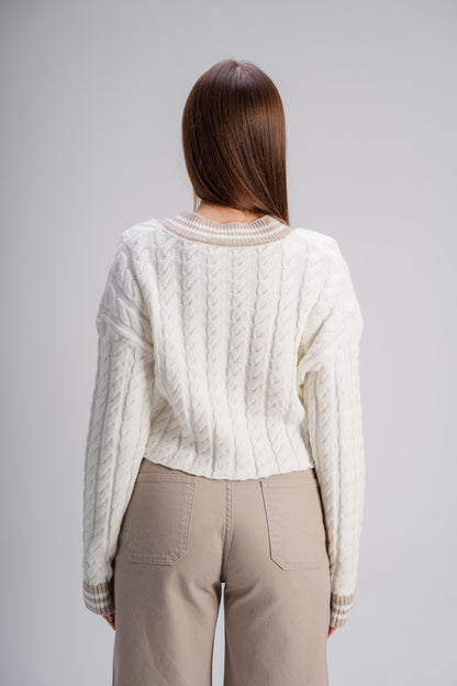 Cable Knit Sweater in Off White