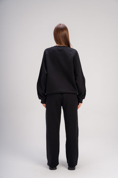 Straight Leg Sweatpants in Black