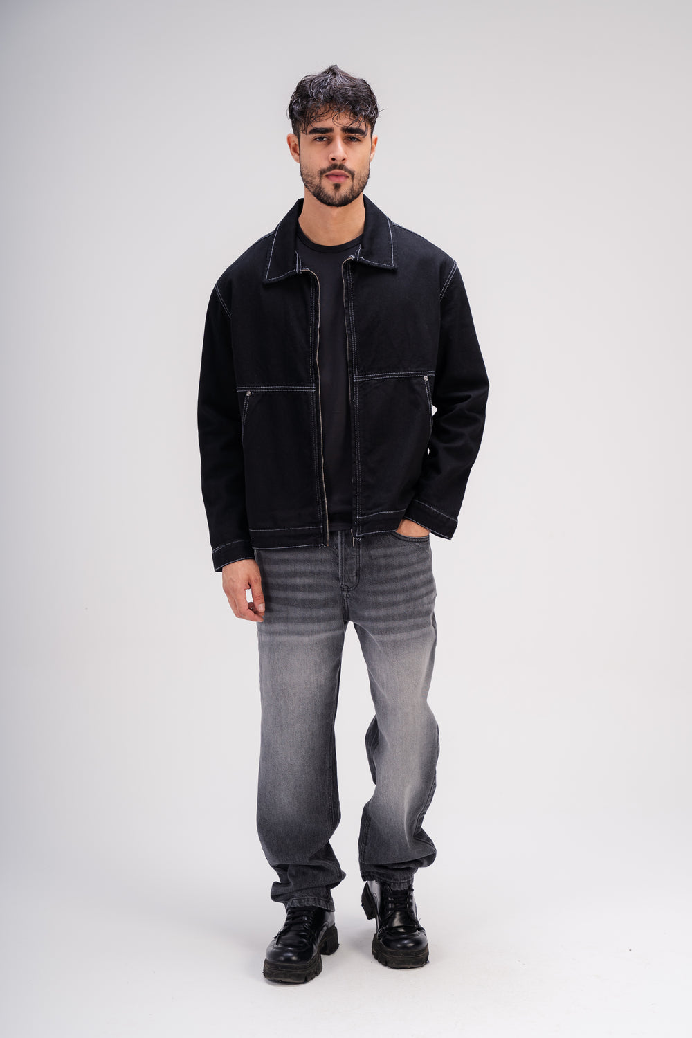 Gabardine Jacket in Black