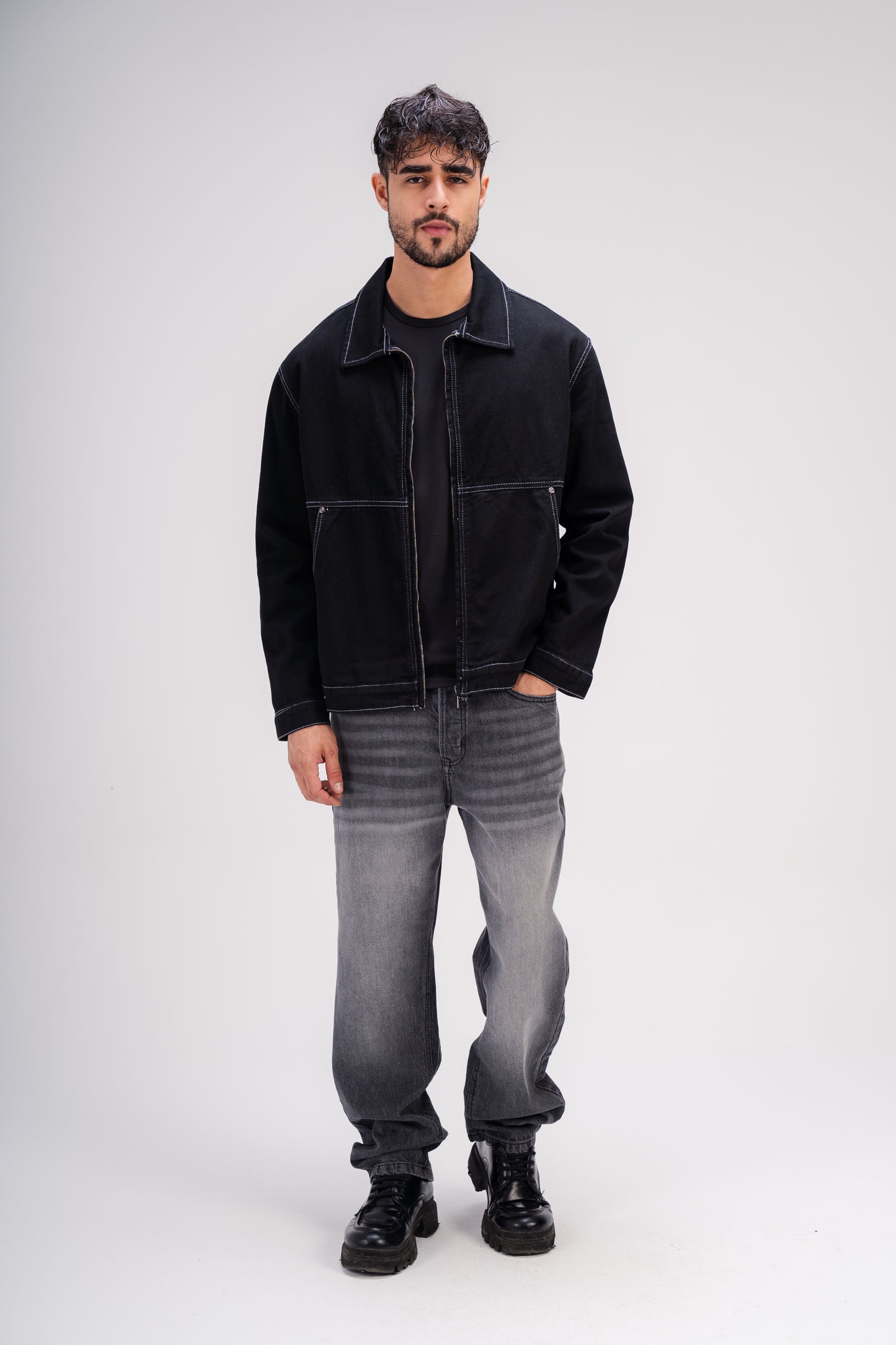 Gabardine Jacket in Black