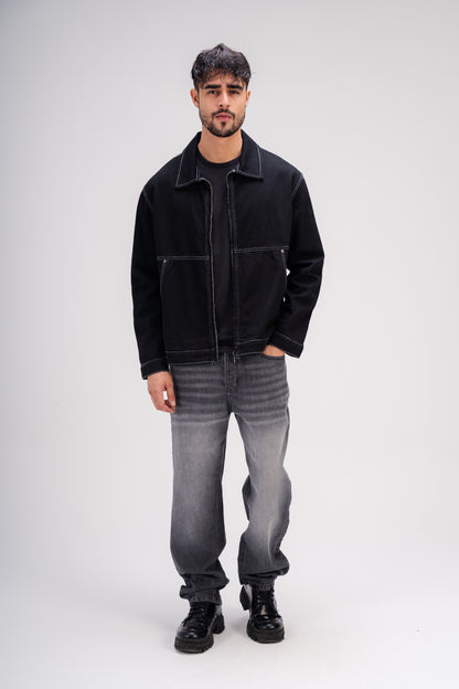 Gabardine Jacket in Black