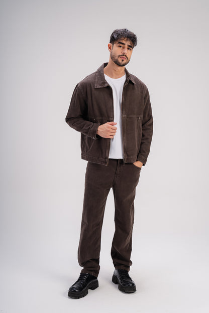 Gabardine Jacket in Brown