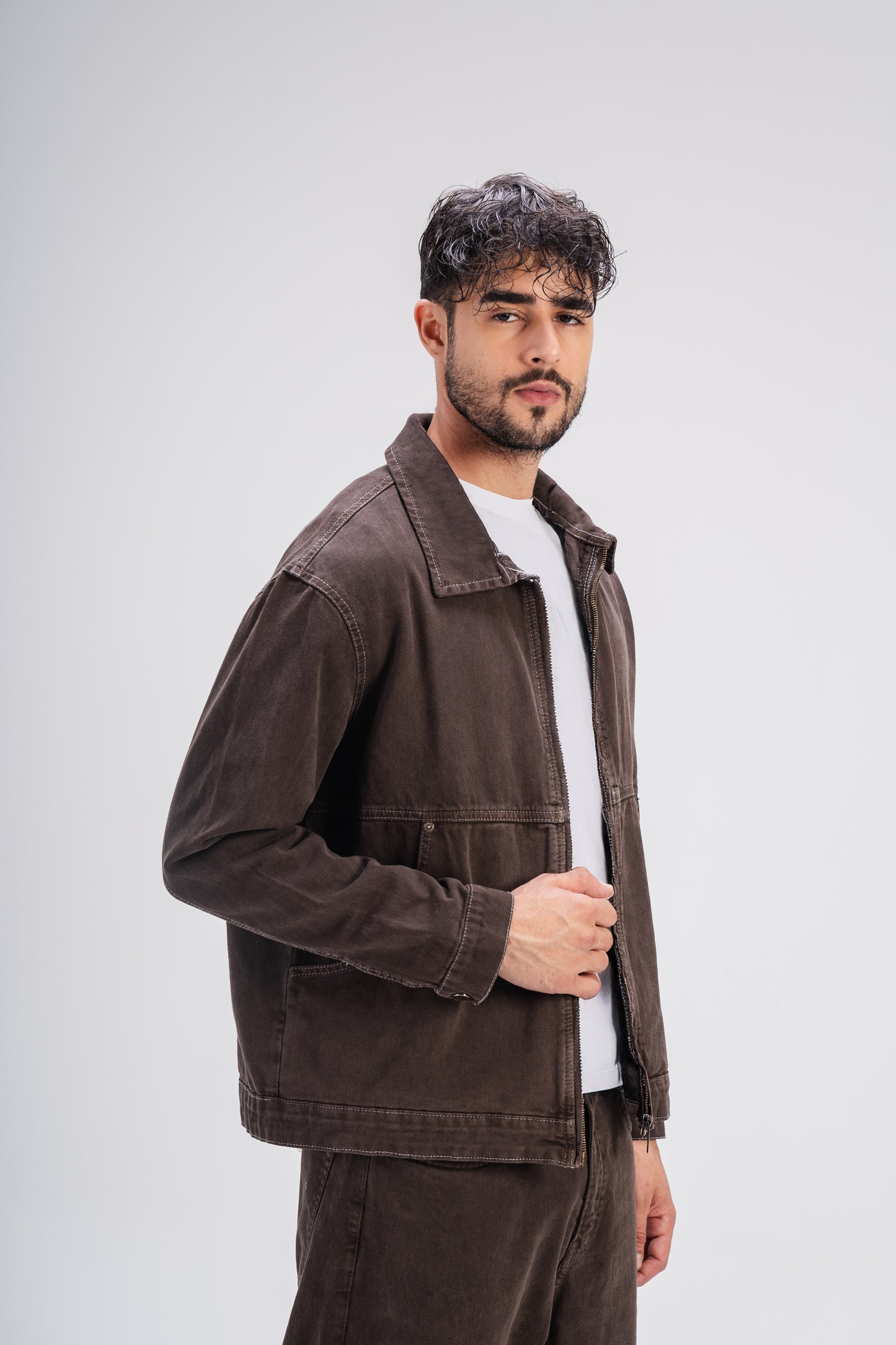 Gabardine Jacket in Brown