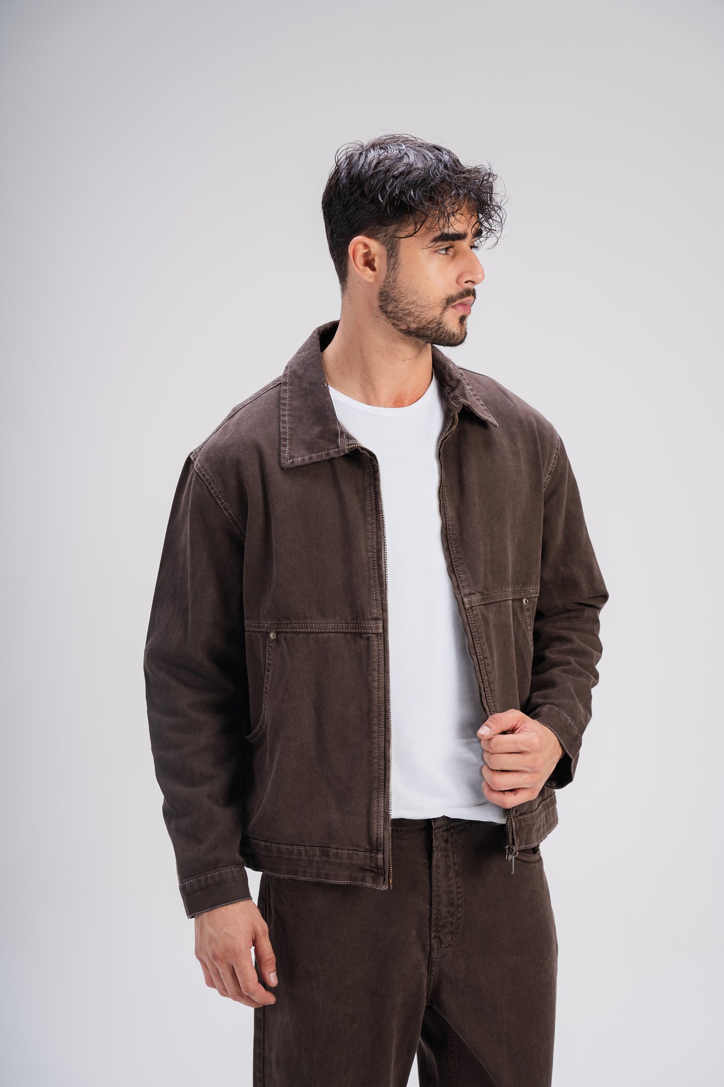 Gabardine Jacket in Brown