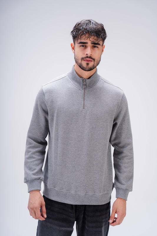Quarter-Zip Cashmere in Gray