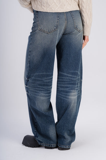 Women High-Waisted Dark Blue Wide-Leg Jeans