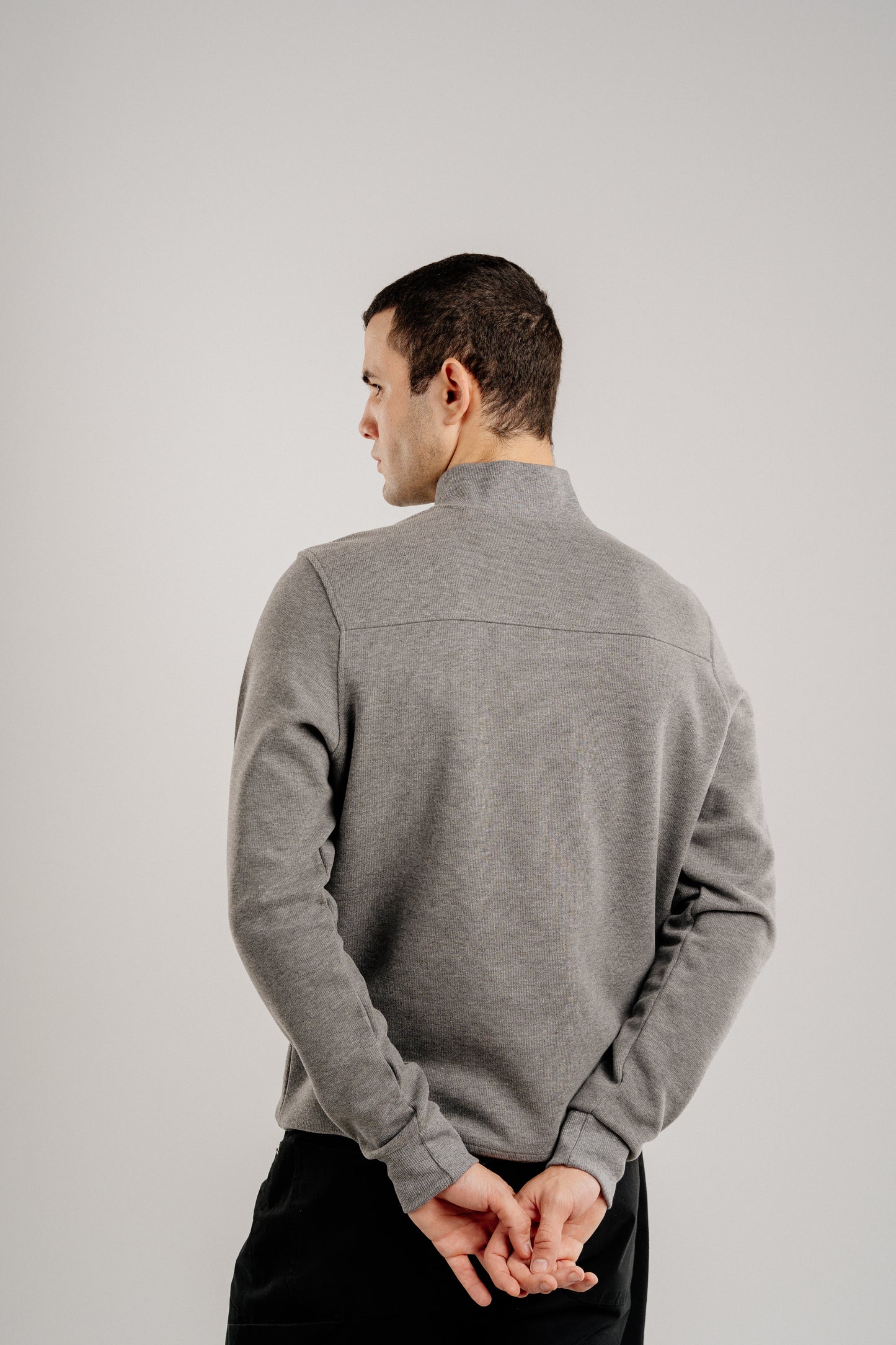 GREY QUARTER-ZIP CASHMERE