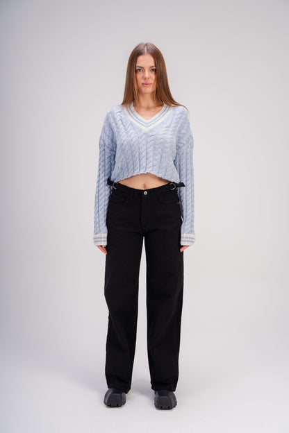 Cable Knit Sweater in Light Blue