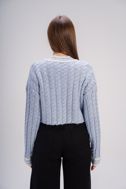 Cable Knit Sweater in Light Blue