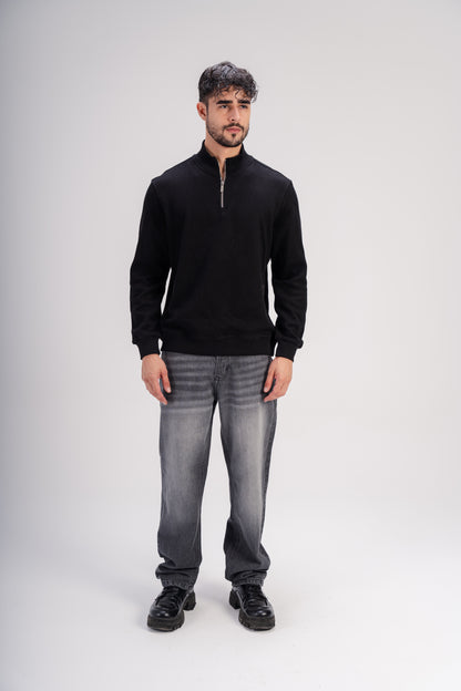 Quarter-Zip Cashmere in Black