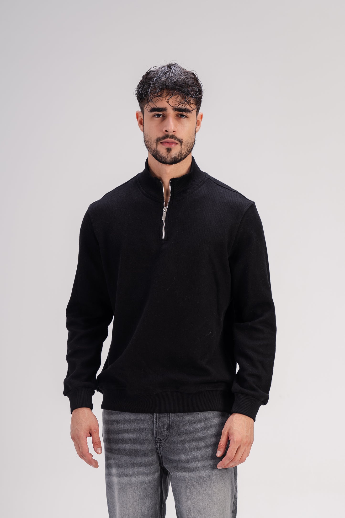Quarter-Zip Cashmere in Black