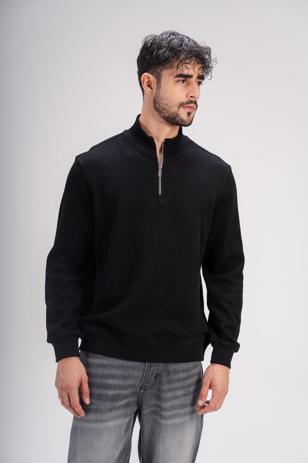 Quarter-Zip Cashmere in Black