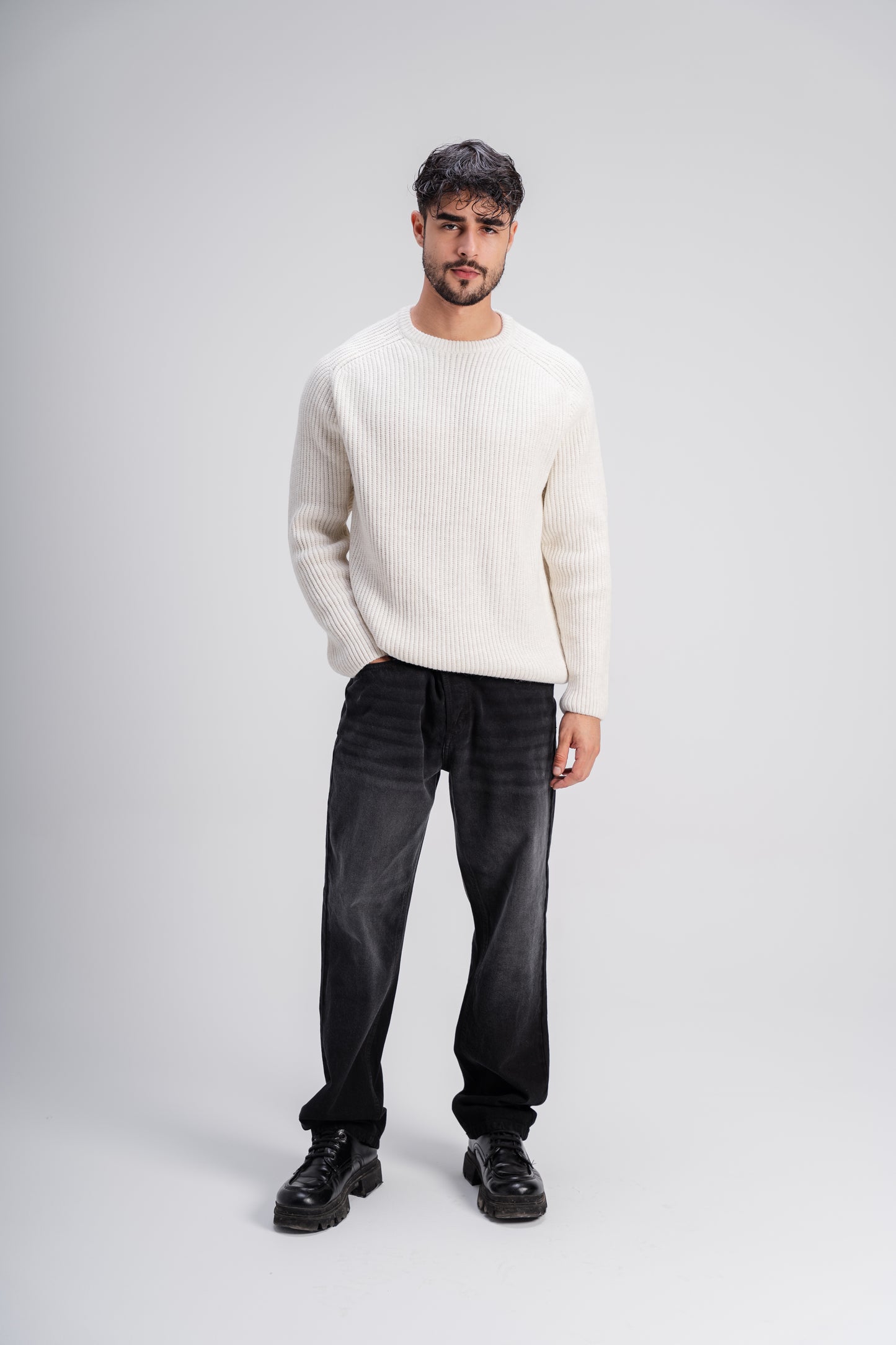 Crew Neck Knit in Off White