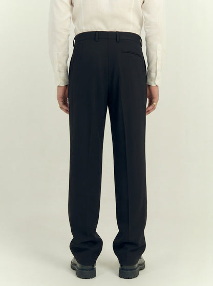 Men's Tailored Smart-Casual Pleated Trousers Black