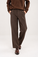 Men's Brown Pleated Wide-Leg Trousers