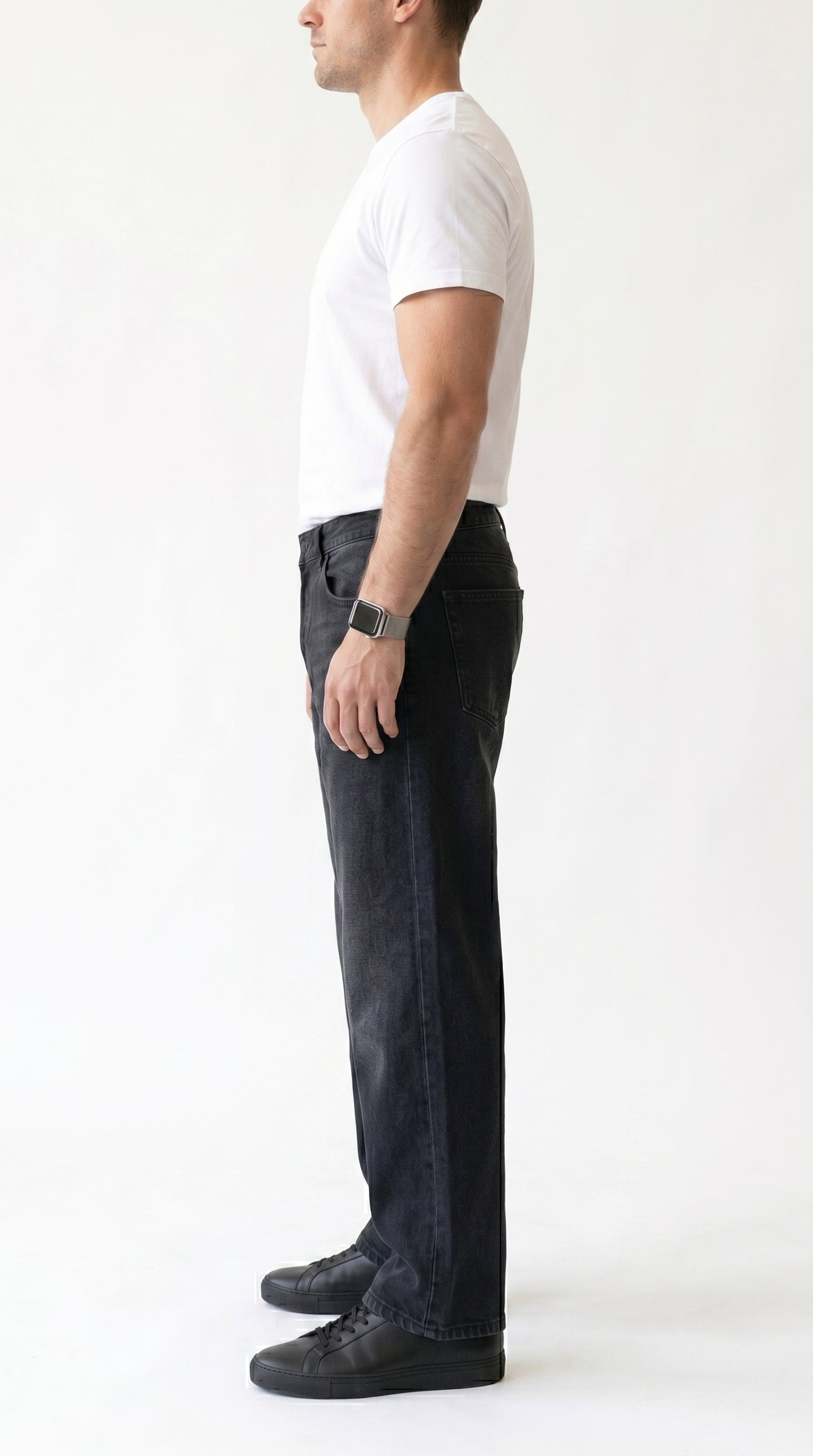 Men's Relaxed Straight-Leg Denim in Black
