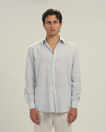 Striped Linen Shirt Sky Blue