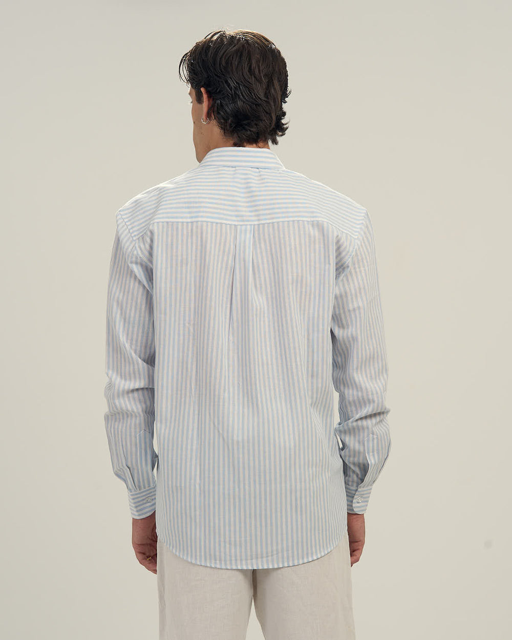 Striped Linen Shirt Sky Blue