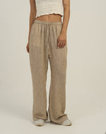 Women's Relaxed Linen-Blend Wide-Leg Trousers Beige
