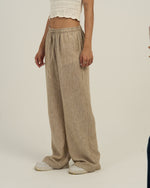 Women's Relaxed Linen-Blend Wide-Leg Trousers Beige