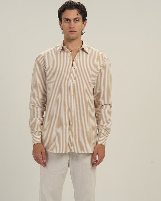 Striped Linen Shirt Beige