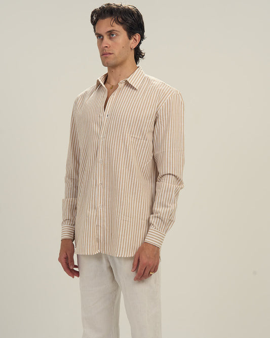 Striped Linen Shirt Beige