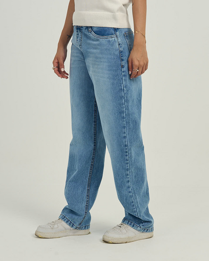 Women's High-Rise Wide-Leg Relaxed Jeans Blue