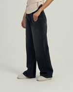 Women's Wide-Leg Relaxed Jeans in Washed Black