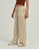 Women's Relaxed Linen-Blend Wide-Leg Trousers Light  Beige