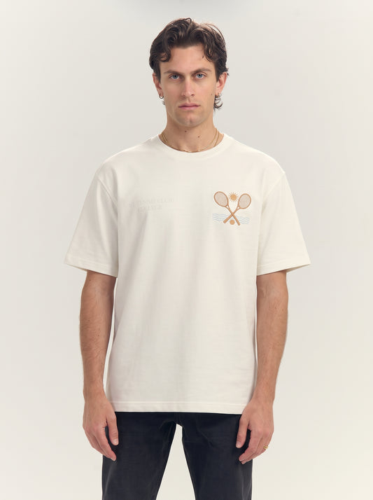 Men's Oversized "kntd club" Graphic Tee Off White