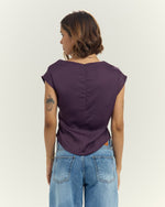 Women’s Satin blouse with Sculptural Gold Buckle Purple