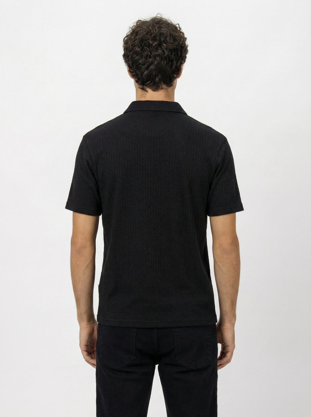 Button Down Black Polo T-Shirt