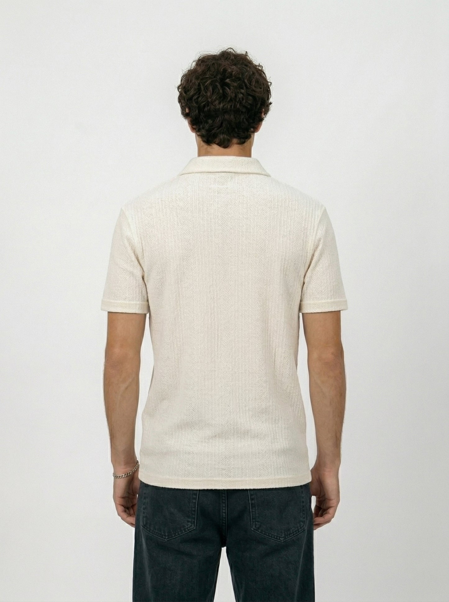 Button Down White Polo T-Shirt