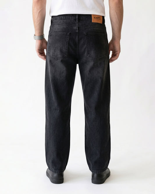 Men's Relaxed Straight-Leg Denim in Black