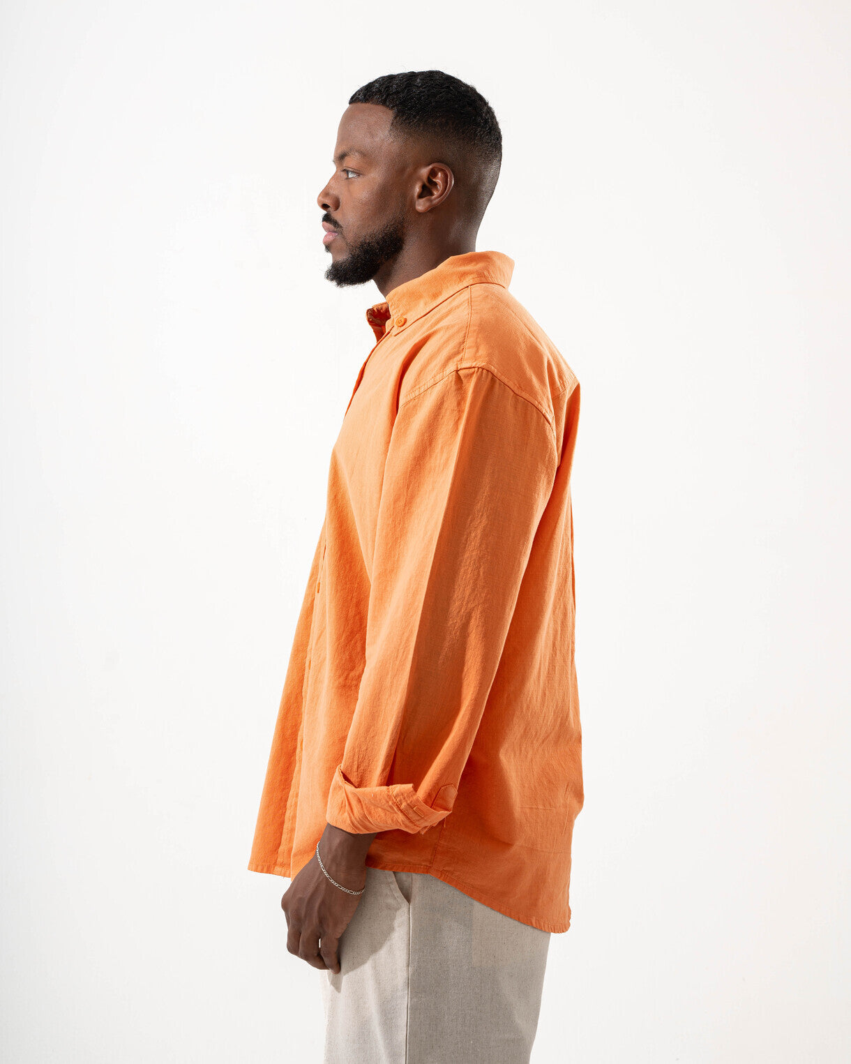 Unisex Orange Tangerine Linen Shirt