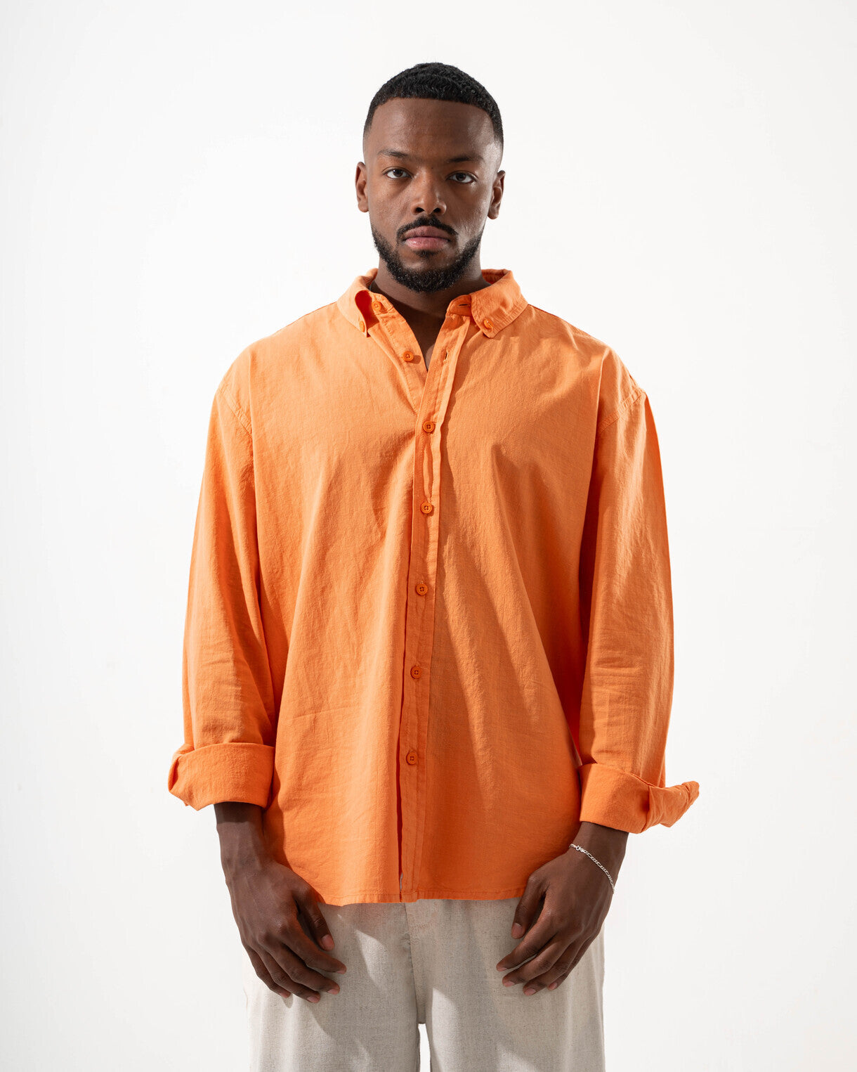 Unisex Orange Tangerine Linen Shirt