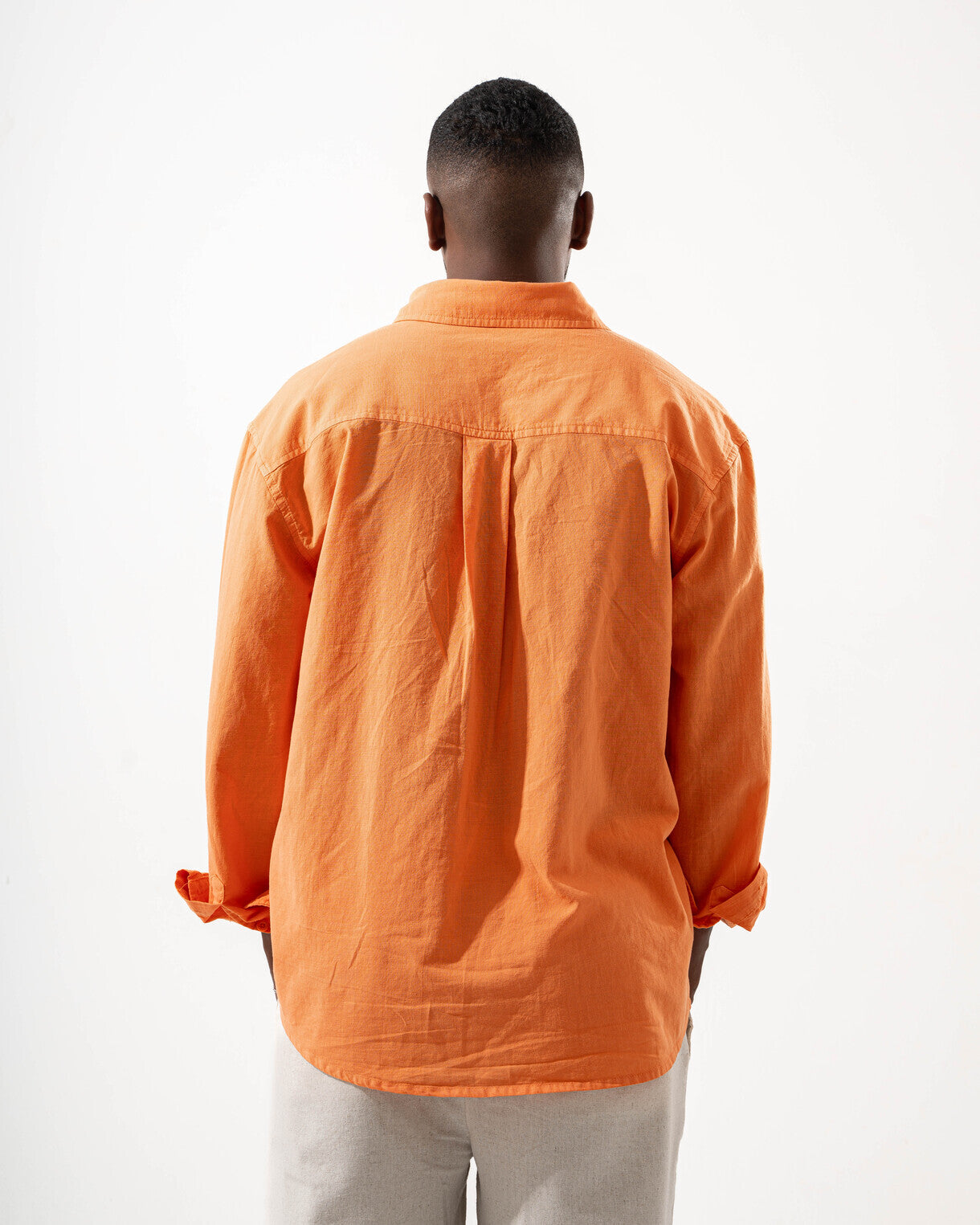 Unisex Orange Tangerine Linen Shirt