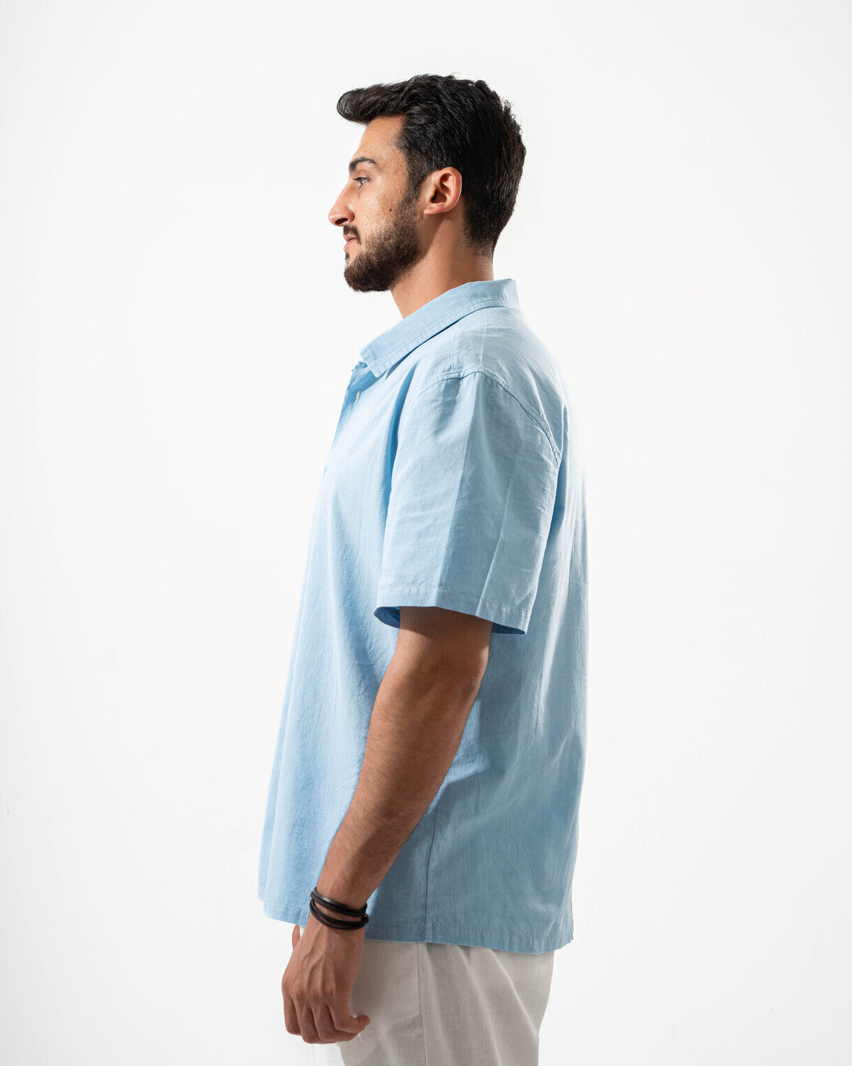 Sky Blue Short Sleeve Linen Shirt