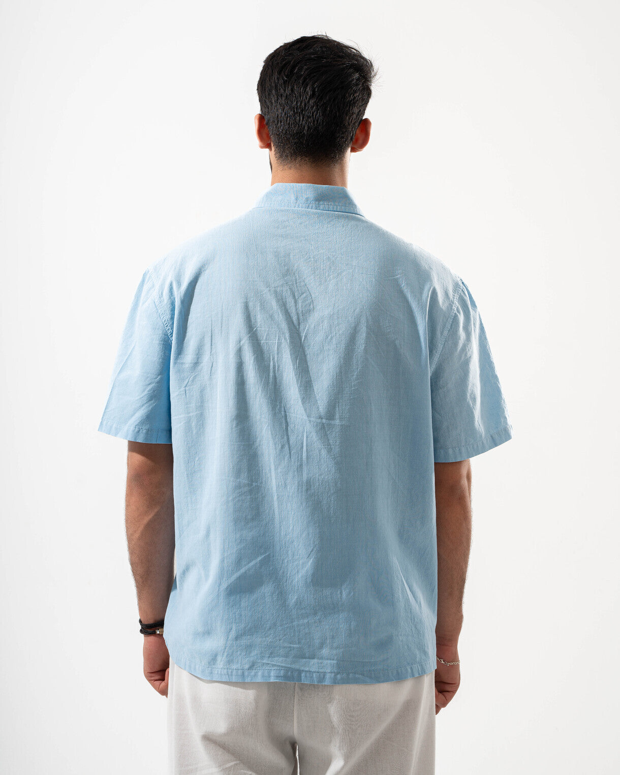 Sky Blue Short Sleeve Linen Shirt