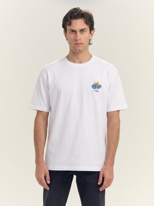 Men's Oversized Blueberry Graphic Tee Off White